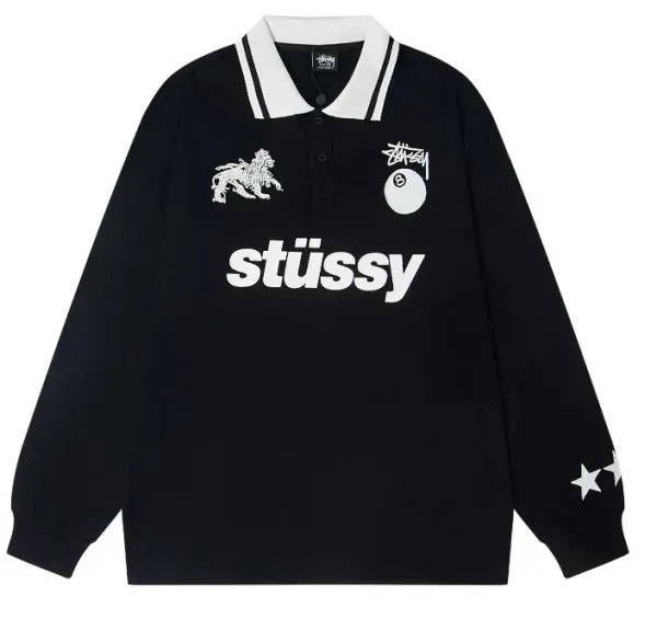 Stüssy Long Sleeve Polo Black - 1
