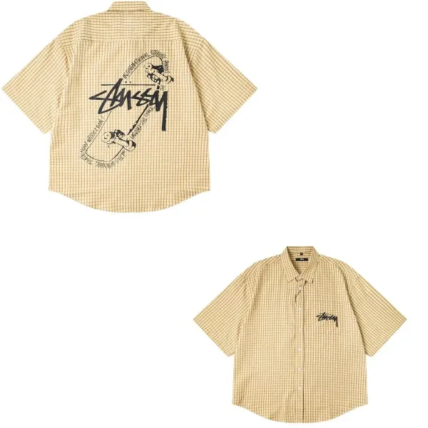 Stüssy Checkered Short-Sleeve Shirt Beige - 1