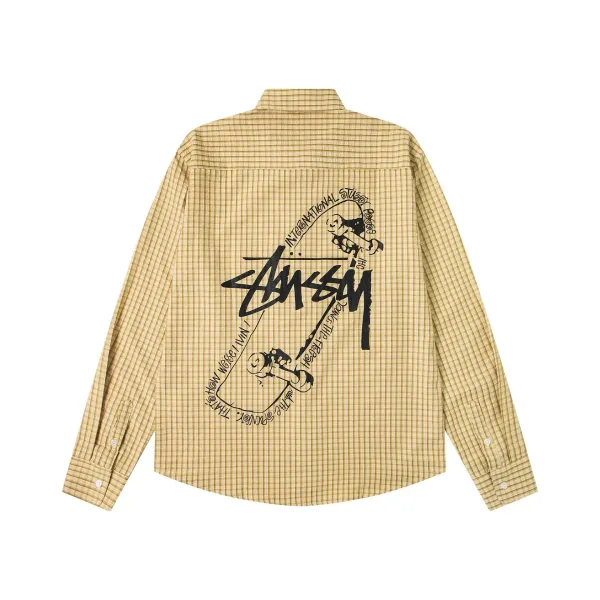 Stüssy International Stussy Print Shirt Beige Check Shirt - 1