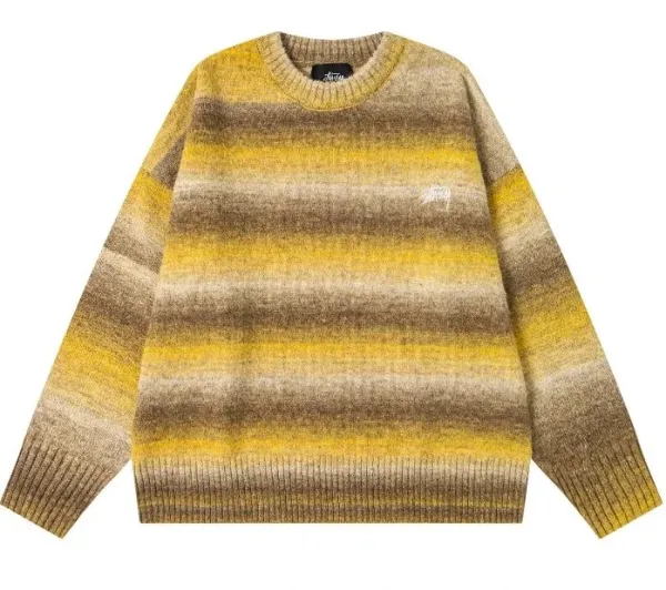 Stüssy Gradient Ombre Knit Sweater Yellow Brown - 1