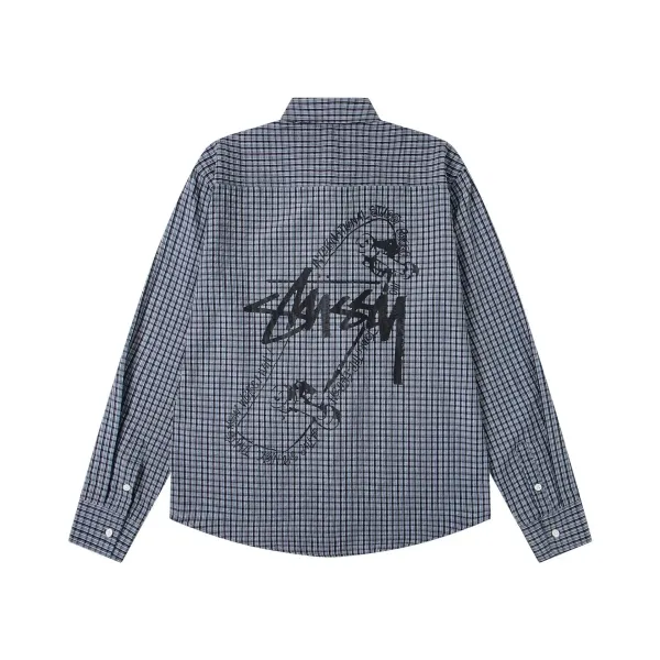 Stussy Checkered Print Shirt in Gray - 1