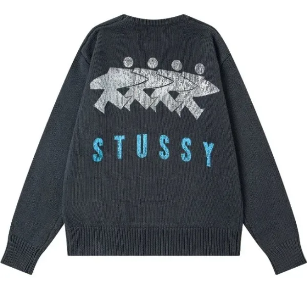Stussy Rowing Crew Knit Sweater Charcoal - 1