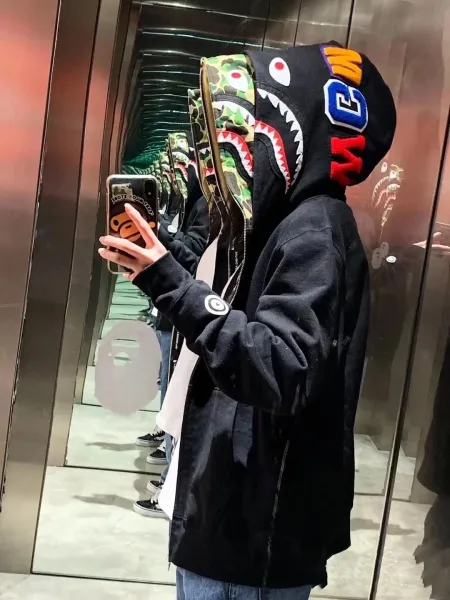 A Bathing Ape Shark Hoodie Multicolor Black Hoodie - 3