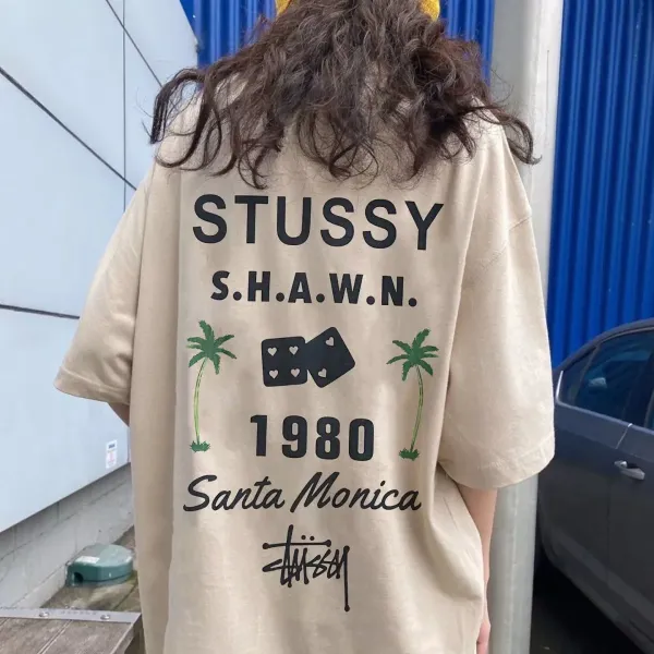 Stussy S.H.A.W.N. 1980 Santa Monica Oversized T-Shirt Beige - 10