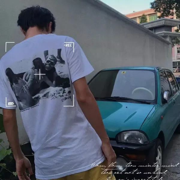 Stussy Skull Beach Photo Print White T-Shirt - 10