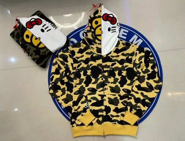 A Bathing Ape x Hello Kitty Camo Hoodie White - 6