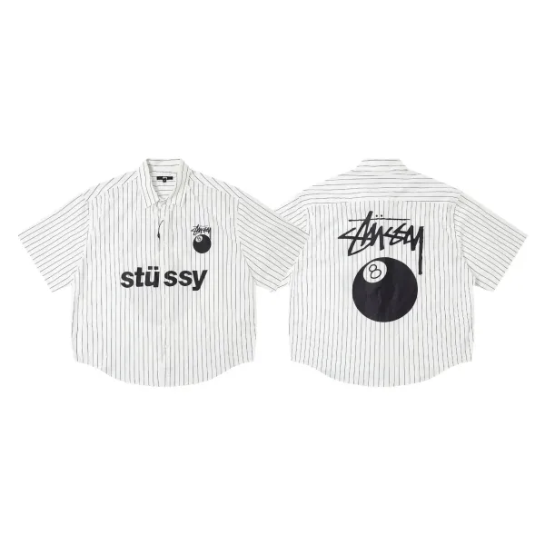 Stüssy 8-Ball Pinstripe Shirt White - 1
