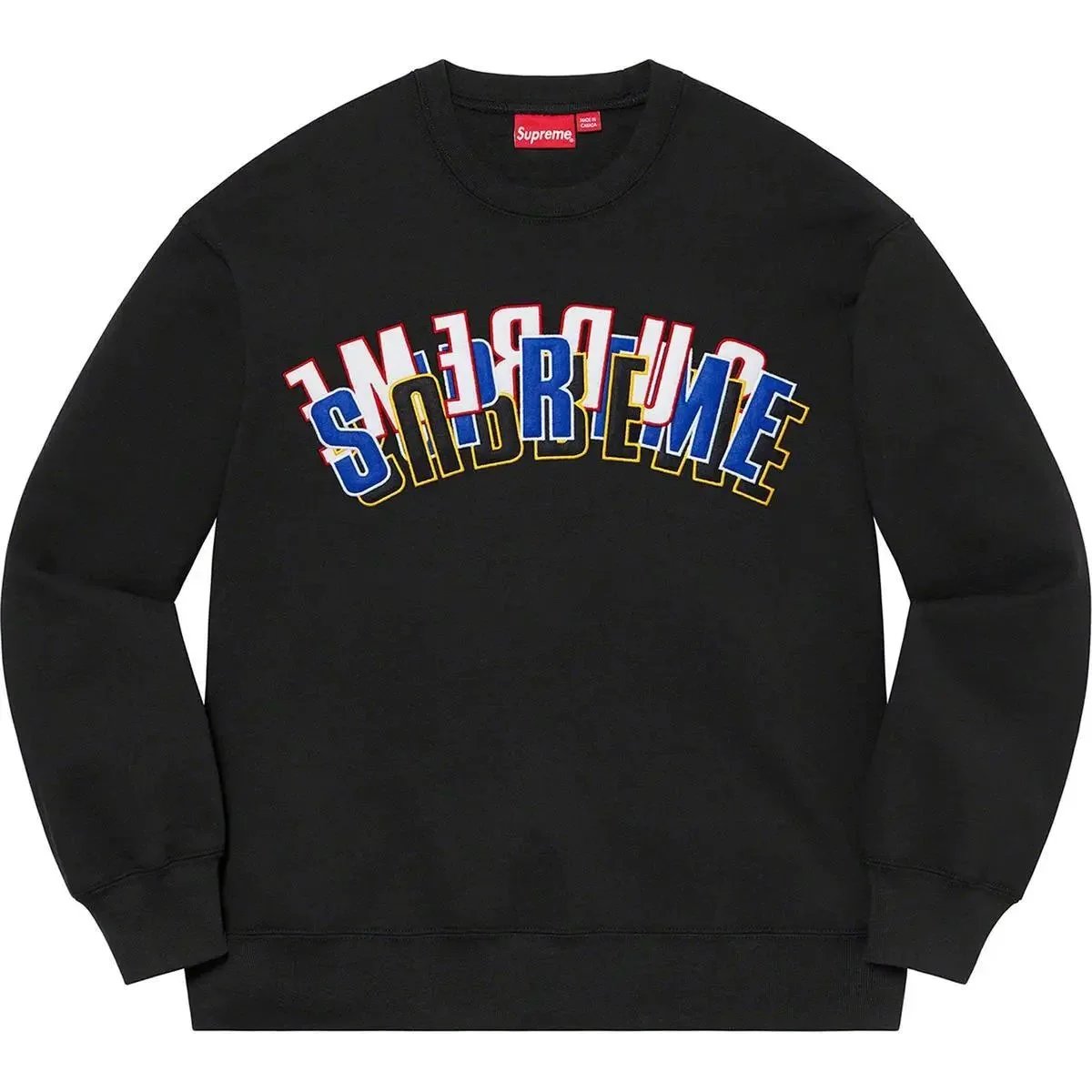 Supreme Hoodies & Sweatshirts City Name Graphic Crewneck Sweatshirt — E528 Black (Layered Sweatshirt)
