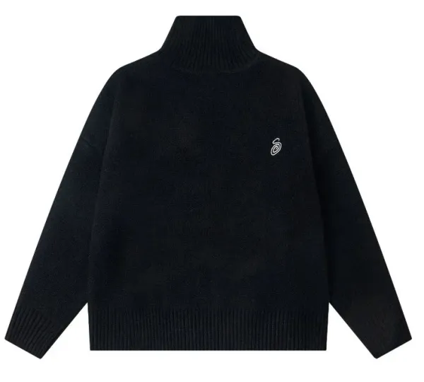 Design High-Neck Knit Sweater Black - 1