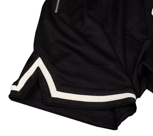 Design Mesh Basketball Shorts Black with Cream Trim - 10
