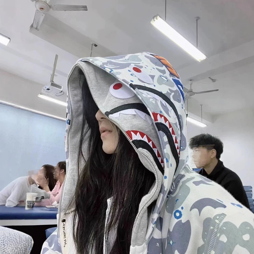 A Bathing Ape Shark Hoodie Camouflage Streetwear