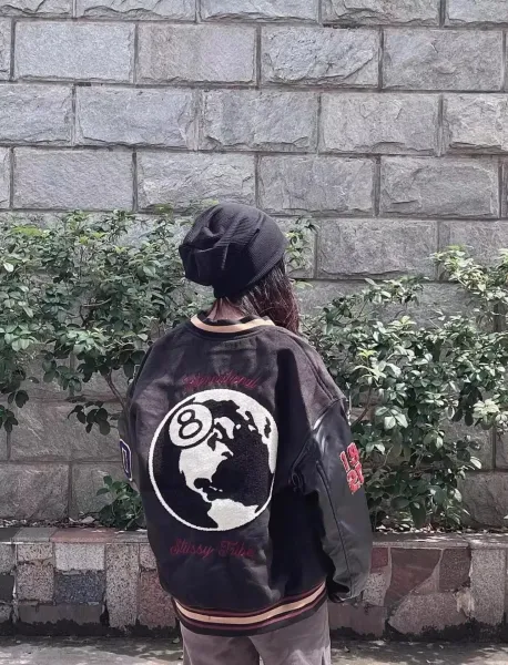 Stussy Embroidered Varsity Jacket Black Outerwear - 10