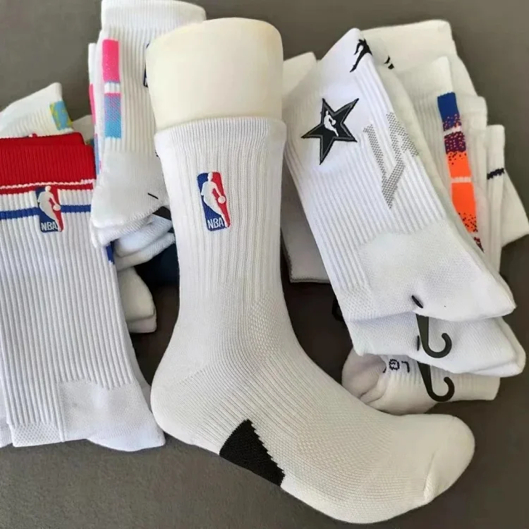 Catalog seller-listing image: Long basketball sports socks; not warehouse QC