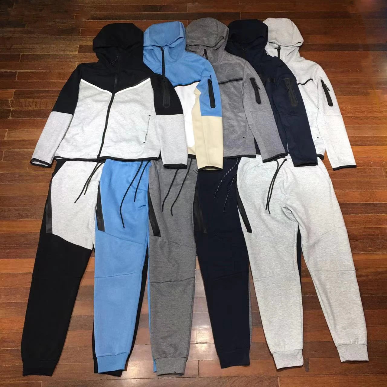 Casual sports hooded men's side zipper 490 and 163 set