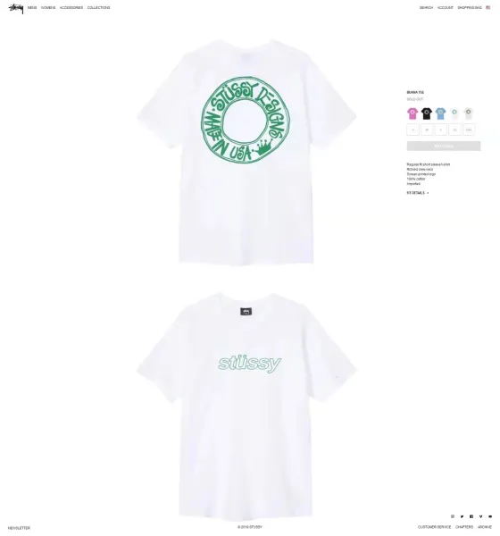 Stussy Designs In USA Green Logo T-Shirt White - 10