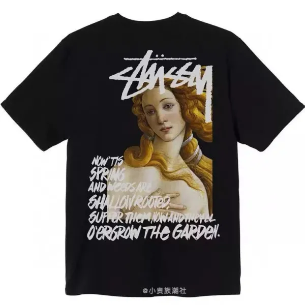Stussy Spring Garden Print Black T-Shirt - 1