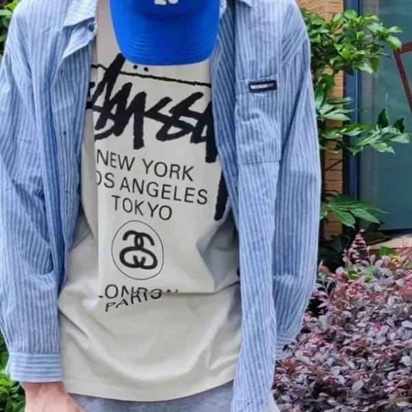 Stussy World Tour Graphic T-Shirt Beige - 1