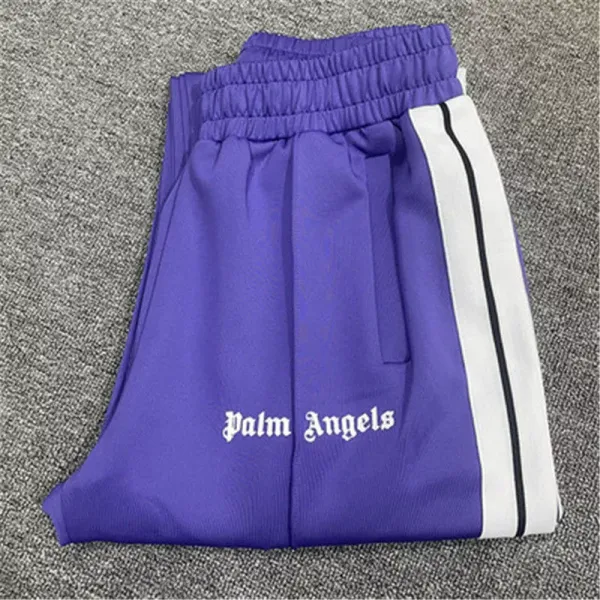 Palm Angels Track Pants Purple with White Stripe Sweatpants - 1