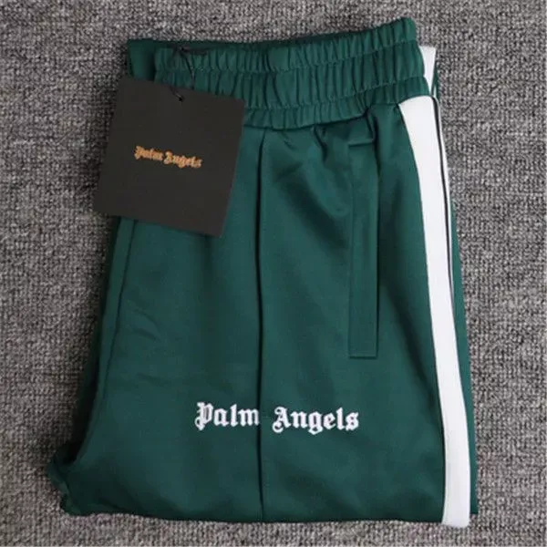 Palm Angels Track Pants Green with White Stripe Sweatpants - 1