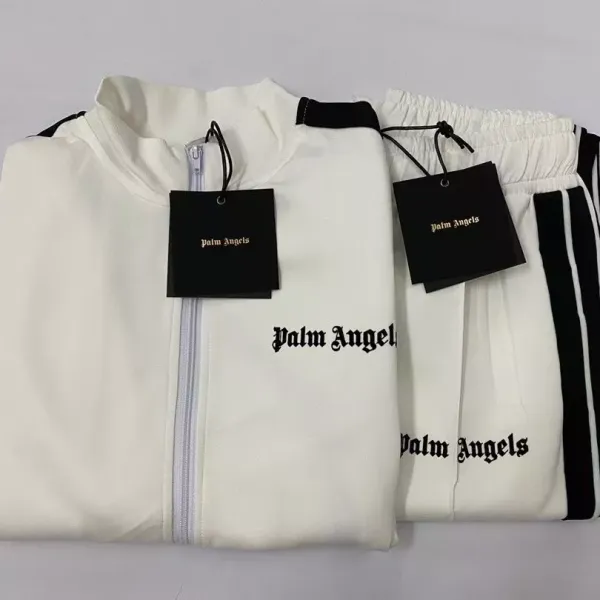 Palm Angels Logo Print Track Suit White / Black Tracksuit - 1