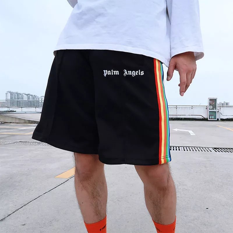 Palm Angels Rainbow Stripe Track Shorts Blue - 6
