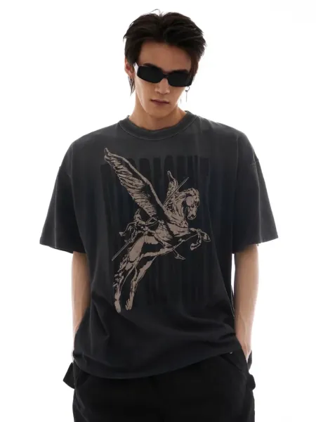 Represent Pegasus Graphic Washed Black T-Shirt - 8