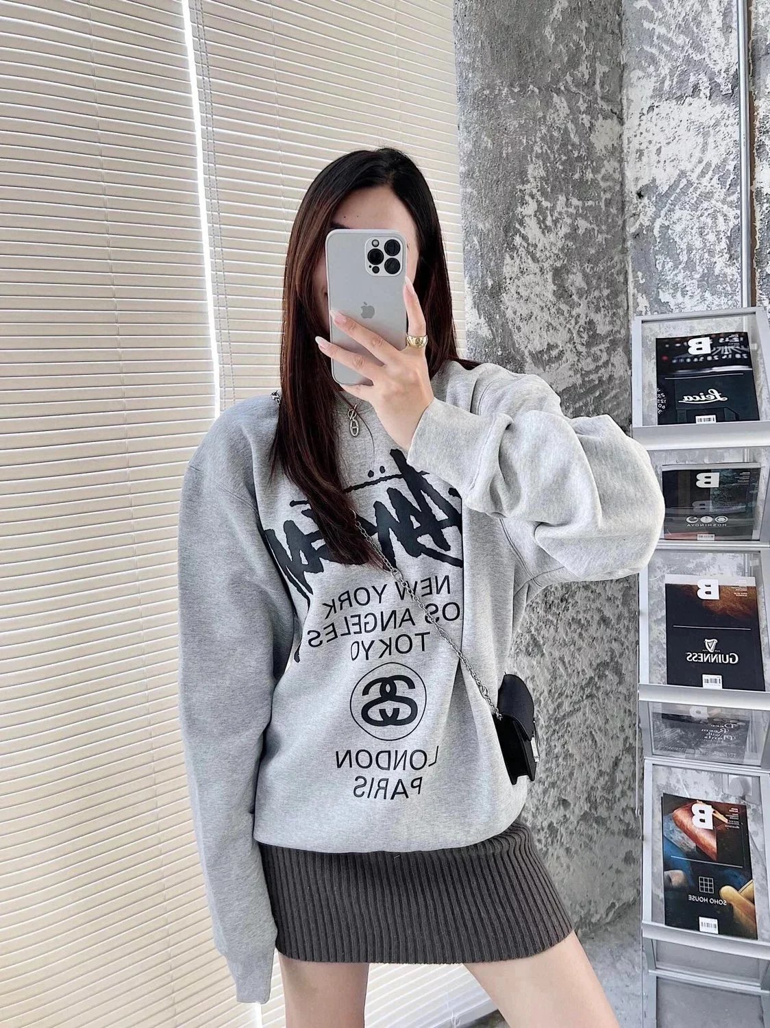 Stussy Script Letter Logo Fleece Hoodie photo 8