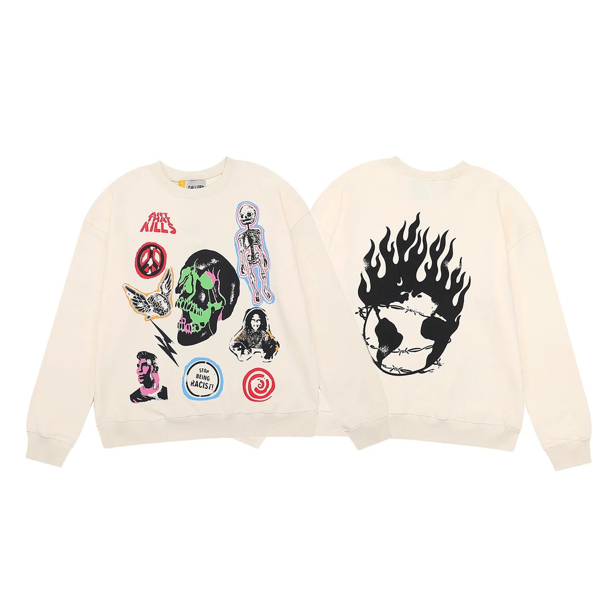 Gallery Dept. Patchwork Skull Hoodie Beige - 1