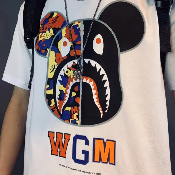 Medicom Toy x A Bathing Ape WGM Mickey Shark T-Shirt White - 6