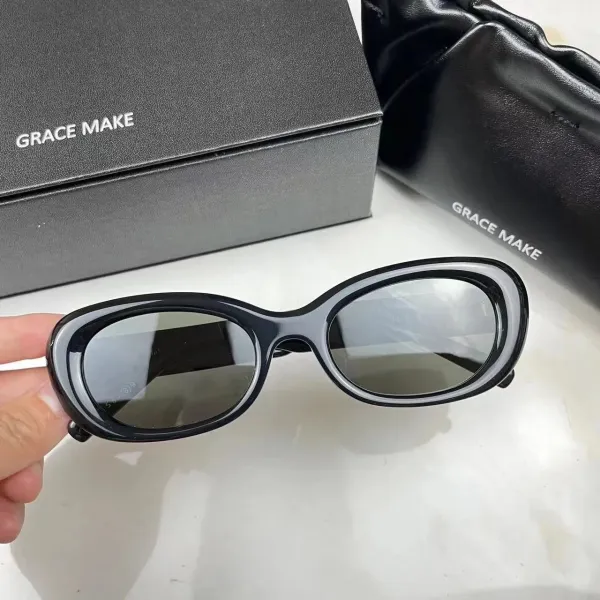 ROCOCO Oval Frame Black Sunglasses - 8