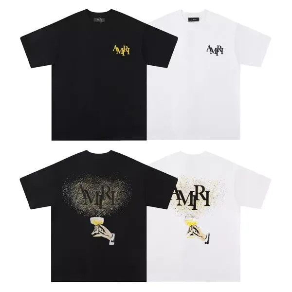 Amiri Champagne Glass Graphic Black T-Shirt - 14
