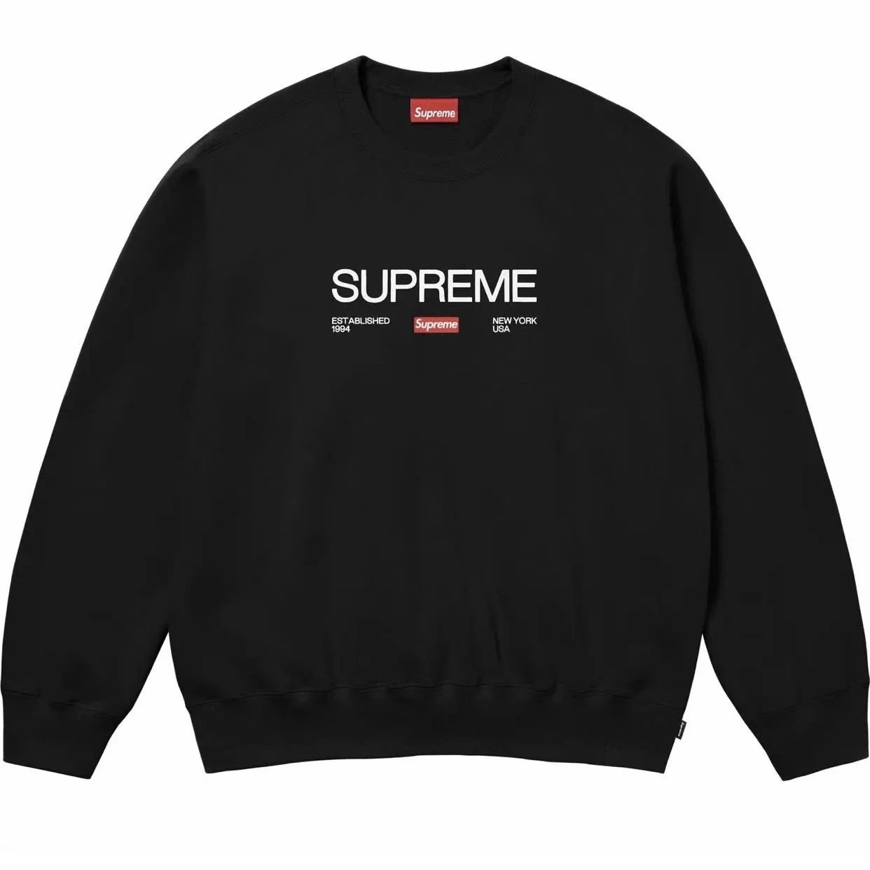 Supreme Hoodies & Sweatshirts City Name Graphic Crewneck Sweatshirt — E563 Black (1994 Sweatshirt)