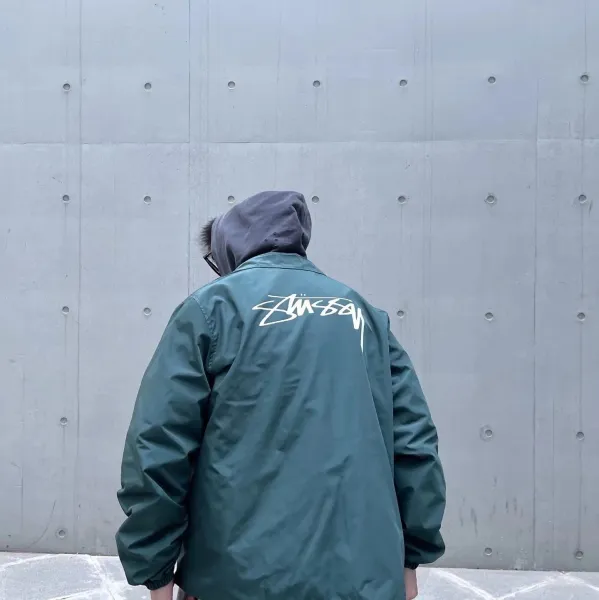 Stussy Script Logo Coach Jacket Forest Green Outerwear - 1