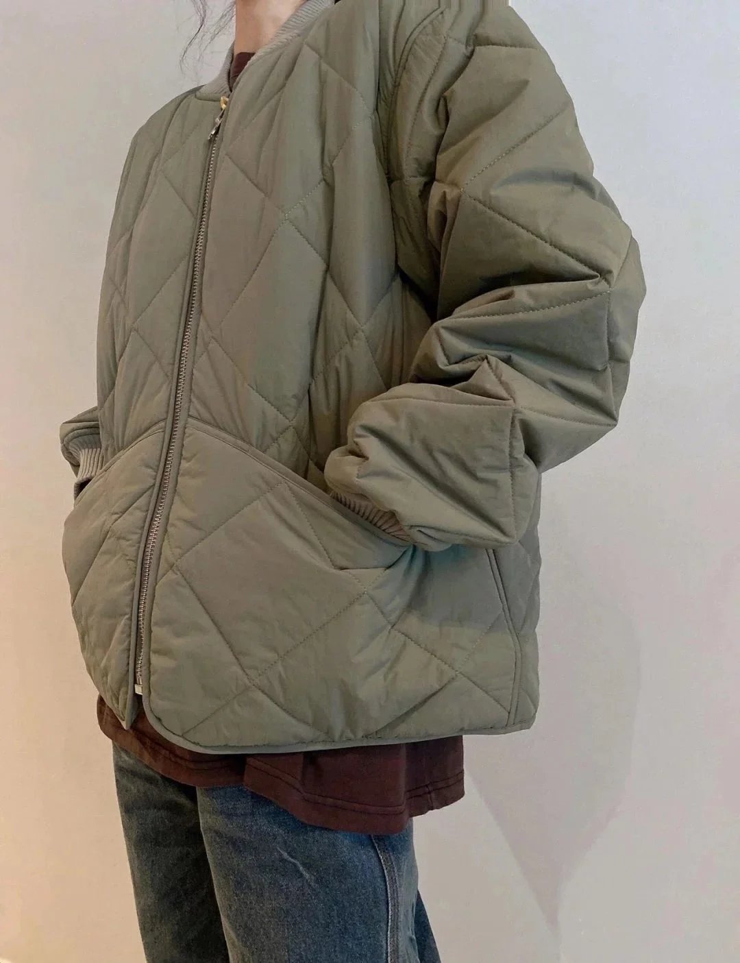 Design Dice Print Quilted Two-Tone Bomber Jacket Outerwear Jacket - 10