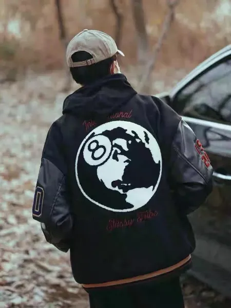 Stussy Embroidered Varsity Jacket Black Outerwear - 5