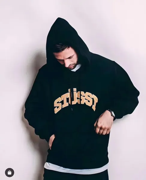 Stussy Arch Logo Hoodie Black - 1