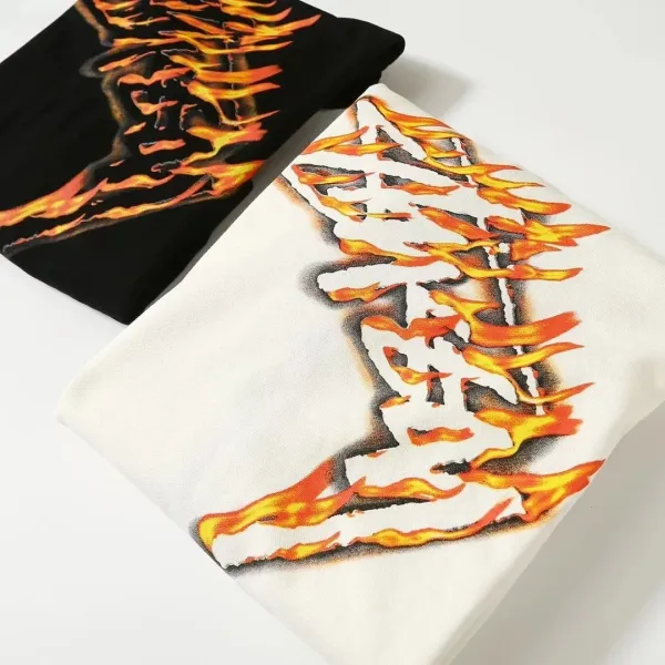 Stussy Flame Logo Zip-Up Hoodie Black and Off-White - 7