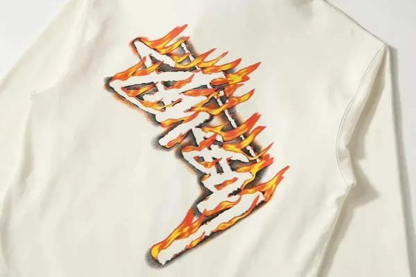 Stussy Flame Logo Zip-Up Hoodie Black and Off-White - 11