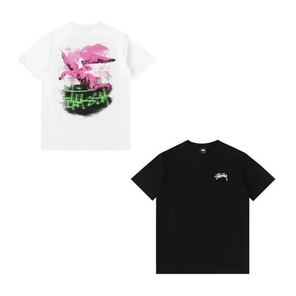 Stussy Graphic Print T-Shirt White and Black - 2