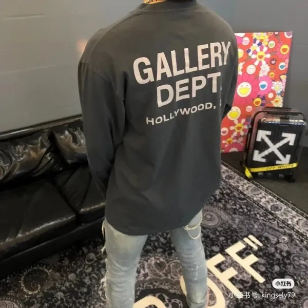Gallery Dept Gallery Dept. Hollywood Long Sleeve Tee Charcoal Gray T-Shirts - 4