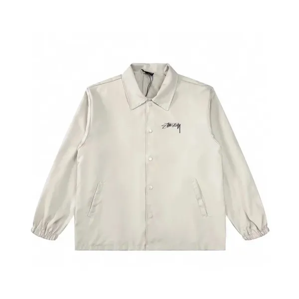 Stussy Script Logo Coach Jacket Beige Outerwear - 9