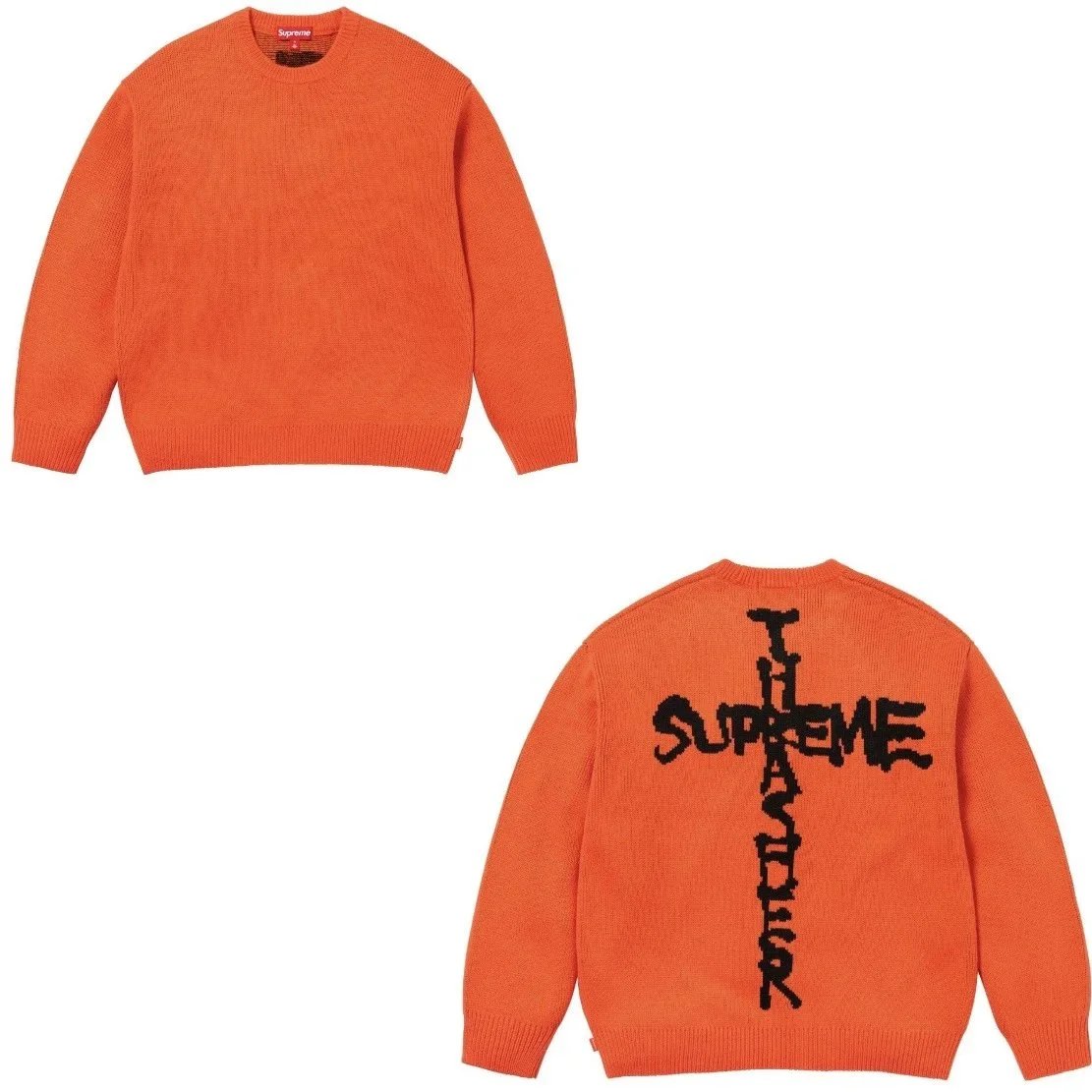 Supreme Hoodies & Sweatshirts City Name Graphic Crewneck Sweatshirt — M001 Orange Sweater