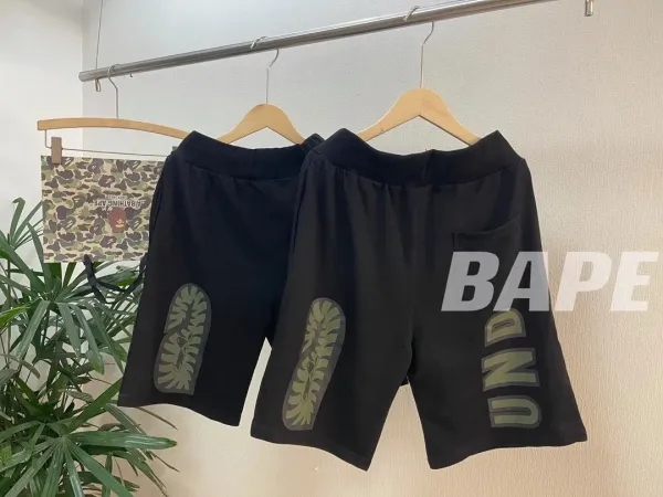 A Bathing Ape Shark Shorts Black Green Multicolor Shorts - 5