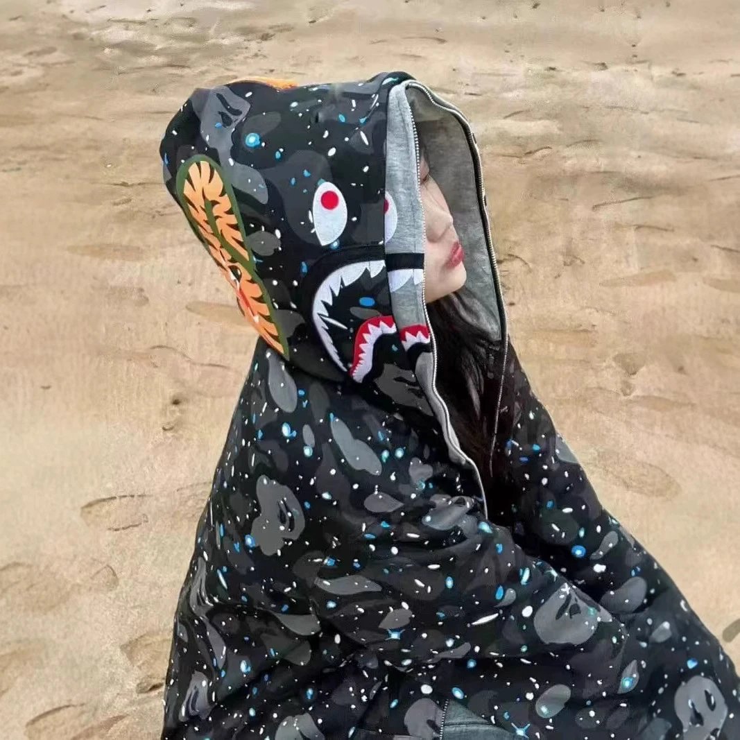 A Bathing Ape Shark Hoodie Camouflage Streetwear