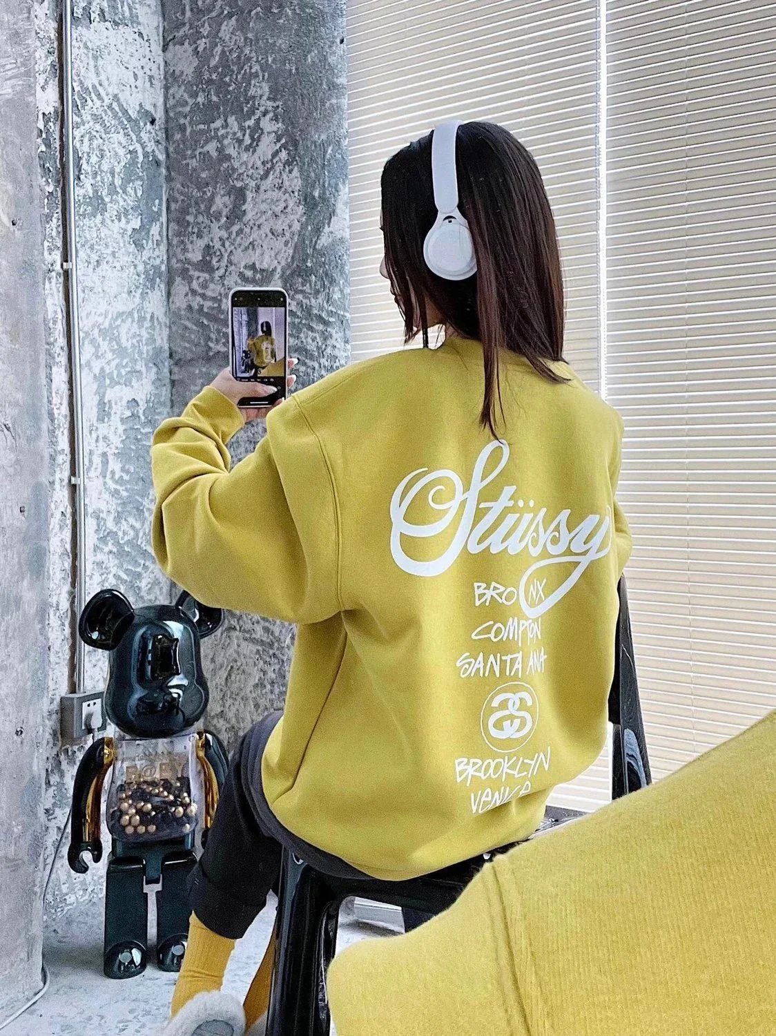 Stussy Script Letter Logo Fleece Hoodie photo 7