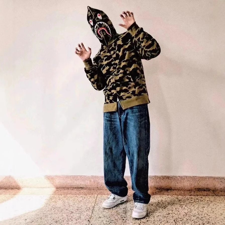 A Bathing Ape Shark Hoodie Camouflage Streetwear