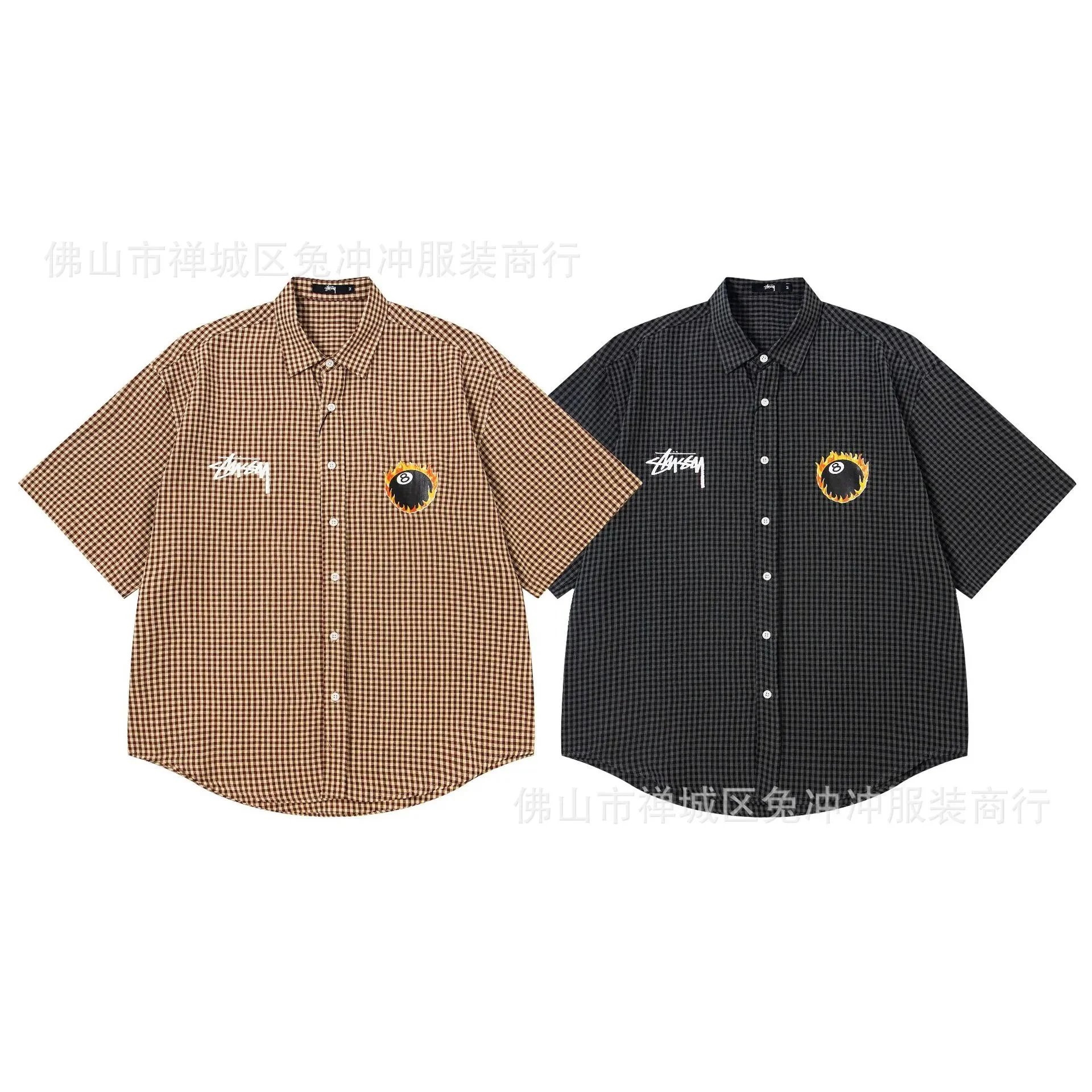 Stussy Short-Sleeve Button-Up Shirts with 8-Ball Graphics product photo 2