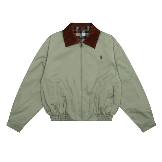 Polo Ralph Lauren Jackets Zip-Front Jacket with Corduroy Collar and Plaid Lining product detail image 2