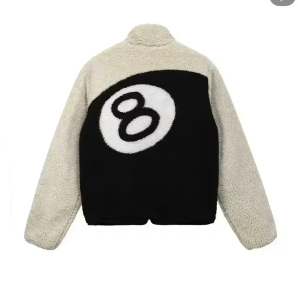 Design 8-Ball Sherpa Jacket Beige and Black Outerwear - 1