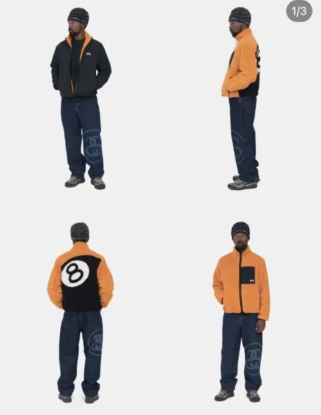 Design 8-Ball Sherpa Jacket Beige and Black Outerwear - 7